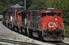 A CN locomotive sits idle at the CN Stuart Yard west of the West Harbour GO station in Hamilton, Ont., Thursday, Aug. 22, 2024. THE CANADIAN PRESS/Peter Power
