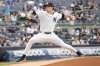 New York Yankees pitcher Max Fried throws during the first inning of the first baseball game of a doubleheader against the Toronto Blue Jays, Sunday, April 27, 2025, in New York. (AP Photo/Pamela Smith)