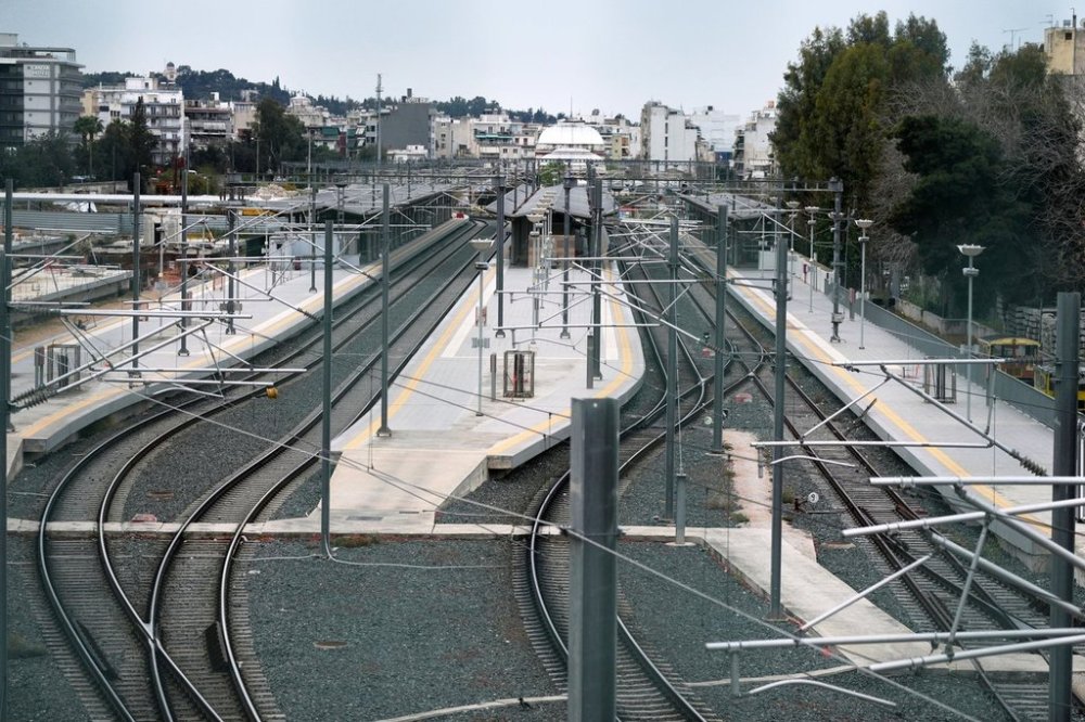 The Greek capital's main railway station is closed during a nationwide 24-hour strike, as labor unions press for a full return of collective bargaining rights that were scrapped during successive international bailouts more than a decade ago, in Athens, Greece, on Wednesday, April 9, 2025. (AP Photo/Thanassis Stavrakis)