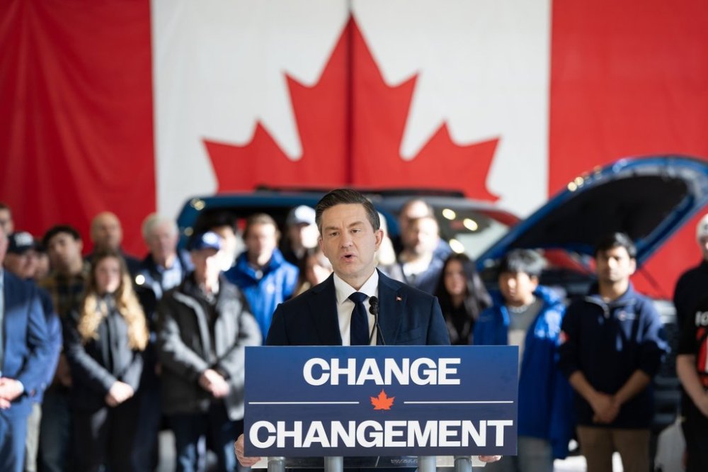 Conservative Leader Pierre Poilievre speaks during a campaign stop in Halifax on Thursday, April 24, 2025. THE CANADIAN PRESS/Darren Calabrese