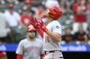 Cincinnati Reds' Noelvi Marte celebrates his grand slam during the eighth inning of a baseball game against the Baltimore Orioles, Sunday, April 20, 2025, in Baltimore. (AP Photo/Nick Wass)