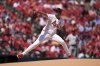 St. Louis Cardinals starting pitcher Matthew Liberatore throws during the first inning of a baseball game against the Philadelphia Phillies Sunday, April 13, 2025, in St. Louis. (AP Photo/Jeff Roberson)