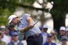 Davis Riley hits his tee shot on the second hole during the third round at the Masters golf tournament, Saturday, April 12, 2025, in Augusta, Ga. (AP Photo/George Walker IV)