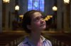 Nadia Makuc, a Catholic and Princeton University student, poses for a portrait at the university chapel after attending a service in Princeton, N.J., on Thursday, May 1, 2025. (AP Photo/Luis Andres Henao)
