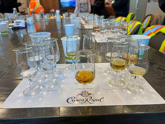 We did a small tasting of five component distillates that go into the classic Crown Royal De Luxe, both before and after aging in barrel, with ambassador Stephen Wilson in the facility’s meeting room. (Ben Sigurdson / Free Press)