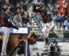 Baltimore Orioles' Adley Rutschman (35) reacts after scoring on his three-run home run during the 11th inning of a baseball game against the Milwaukee Brewers, Wednesday, May 21, 2025, in Milwaukee. (AP Photo/Jeffrey Phelps)