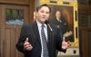 New Democratic Party interim Leader Don Davies speaks with media in the Foyer of the House of Commons, Monday, May 26, 2025 in Ottawa.  THE CANADIAN PRESS/Adrian Wyld