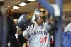 Minnesota Twins' Ryan Jeffers reacts after his home run against the Milwaukee Brewers during the first inning of a baseball game, Saturday May 17, 2025, in Milwaukee. (AP Photo/Jeffrey Phelps)
