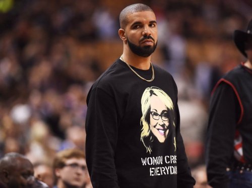 Rapper Drake watches second half NBA basketball action between the Golden State Warriors and Toronto Raptors in Toronto on Wednesday, November 16, 2016. THE CANADIAN PRESS/Frank Gunn
