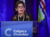 Calgary Chamber CEO, Deborah Yedlin addresses members in Calgary, Thursday, Dec. 15, 2022. THE CANADIAN PRESS/Jeff McIntosh
