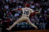 Los Angeles Angels starting pitcher Kyle Hendricks delivers during the third inning of a baseball game against the Seattle Mariners Friday, June 6, 2025, in Anaheim, Calif. (AP Photo/Eric Thayer)