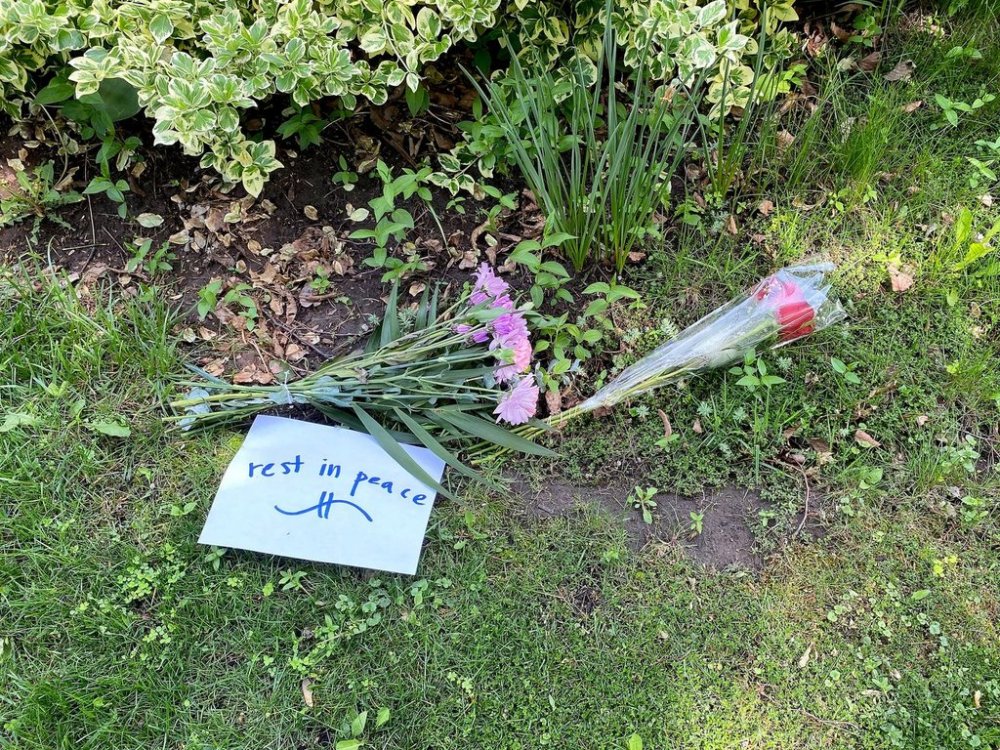 Community members in Pickering, Ont., are reeling after a 14-year-old boy was arrested following the fatal stabbing of an elderly woman outside her home yesterday. A small memorial to the slain woman is seen in Pickering on Friday, May 30, 2025. THE CANADIAN PRESS/Sharif Hassan