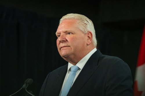 Ontario Premier Doug Ford speaks at a press conference at Queen’s Park in Toronto on Wednesday, May 14, 2025. THE CANADIAN PRESS/Laura Proctor