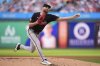 Atlanta Braves' Chris Sale pitches during the first inning in the second baseball game of a doubleheader against the Atlanta Braves Thursday, May 29, 2025, in Philadelphia. (AP Photo/Matt Slocum)