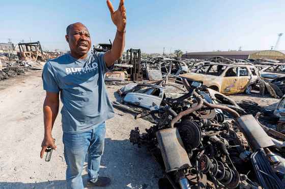 Godspower Emajemite rents a part of the lot that was burnt by fire. (Mike Deal / Free Press)