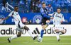 CF Montreal's Giacomo Vrioni, centre, tries to get by New England Revolution's Mamadou Fofana, left, and Peyton Miller, right, during first half MLS soccer action in Montreal, Saturday, May 31, 2025. THE CANADIAN PRESS/Graham Hughes