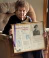 MARTIN ZEILIG PHOTO
                                Dora Rosenbaum shows off the commemorative plaque made in honour of her brother, Trooper Lavey Paul, who was killed in action in May 1944.