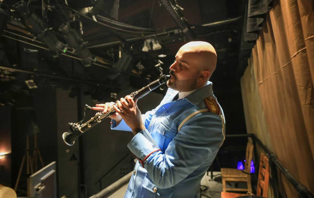 Ruth Bonneville / Free Press
                                Majd Sukar plays Simon, the clarinetist, in The Band’s Visit, playing at WJT until May 11.