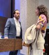 JOHN LONGHURST / FREE PRESS
                                Yair Rosenberg speaks to Alissa Schacter after his presentation Wednesday.