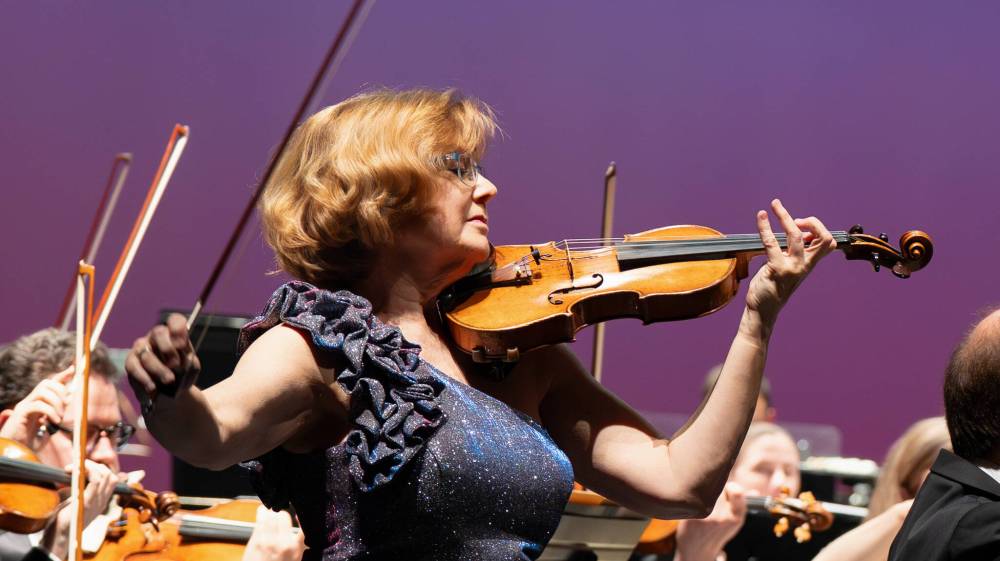 Mark Rash photo
WSO concertmaster Gwen Hoebig plays at a concert in her honour on Saturday night.