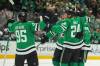 Julio Cortez / The Associated Press
                                Dallas Stars’ Matt Duchene, Roope Hintz, Thomas Harley celebrate after Hintz scored a power play goal against the Winnipeg Jets in the first period of Game 3 of a second-round NHL hockey playoff series in Dallas, Sunday.