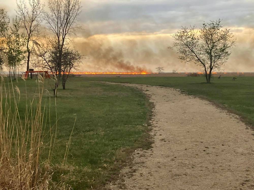 SUPPLIED
“I can look outside the window and see a large swath of charred grass right where it happened,” said Oak Hammock Marsh's Jacques Bourgeois.