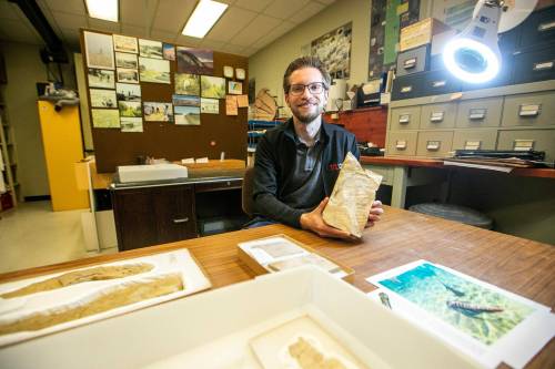 MIKAELA MACKENZIE / FREE PRESS
                                Dr. Joe Moysiuk, curator of paleontology and geology at the Manitoba Museum