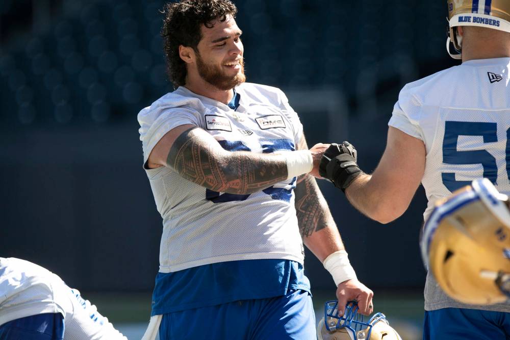 BROOK JONES / FREE PRESS
Offensive lineman Tui Eli is entering his fifth year with the Winnipeg Blue Bombers.