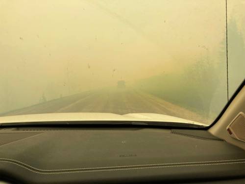 SUPPLIED 
                                Larry and Leta Lee drove through thick smoke and flames during their evacuation from their home in Nopiming Provincial Park.
