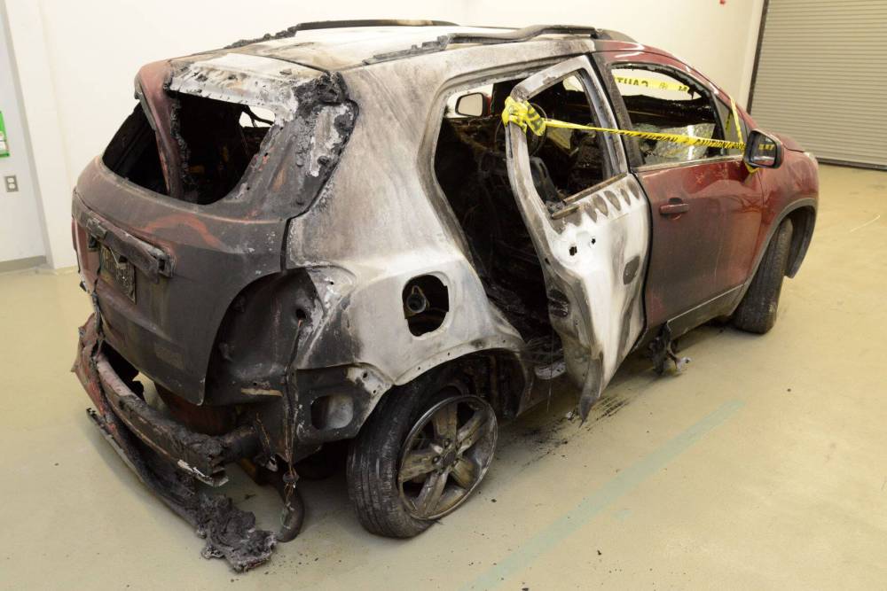 SUPPLIED
Paul’s burned-out vehicle was found on Queen Street, near Polo Park mall, on Aug. 10, 2020.
