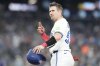 Blue Jays catcher Tyler Heineman gestures toward the Philadelphia dugout after hitting a two-run RBI single off pitcher Jesus Luzardo (44) during the third inning of a Major League Baseball game in Toronto on Thursday, June 5, 2025. THE CANADIAN PRESS/Chris Young