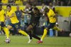 Los Angeles FC midfielder Igor Jesus, center, and Club América forward Rodrigo Aguirre, right, vie for the ball during the first half of a FIFA Club World Cup play-in soccer match, Saturday, May 31, 2025, in Los Angeles. (AP Photo/Kyusung Gong)