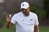 Jhonattan Vegas, of Venezuela, waves after making a putt on the seventh hole during the first round of the PGA Championship golf tournament at the Quail Hollow Club, Thursday, May 15, 2025, in Charlotte, N.C. (AP Photo/George Walker IV)