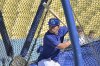 Los Angeles Dodgers' Dalton Rushing waits on a pitch as he participates in batting practice before a baseball game against the Oakland Athletics, Wednesday, May 14, 2025, in Los Angeles. (AP Photo/Jayne Kamin-Oncea)