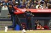 Blue Jays infielder Ernie Clement (22) hits a single against the Athletics in the seventh inning of a Major League Baseball game in Toronto on Friday, May 30, 2025. THE CANADIAN PRESS/Jon Blacker