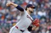 Cleveland Guardians' Slade Cecconi pitches against the Detroit Tigers during the first inning of a baseball game Friday, May 23, 2025, in Detroit. (AP Photo/Duane Burleson)
