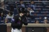 New York Mets' Brett Baty follows through on a home run during the seventh inning of a baseball game against the Pittsburgh Pirates Tuesday, May 13, 2025, in New York. (AP Photo/Frank Franklin II)