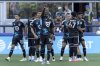 Minnesota United forward Tani Oluwaseyi (14) celebrates after scoring against the Seattle Sounders during the second half of an MLS soccer match Sunday, June 1, 2025, in Seattle. (Nick Wagner/The Seattle Times via AP)