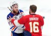 Edmonton Oilers captain Connor McDavid (97) shakes hands with Panthers counterpart Aleksander Barkov (16) after Florida won Game 7 of the Stanley Cup final in Sunrise, Fla., on June 24, 2024. THE CANADIAN PRESS/Nathan Denette