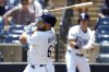 Tampa Bay Rays' Jonathan Aranda lines an RBI single off Miami Marlins pitcher Edward Cabrera during the first inning of a baseball game Friday, June 6, 2025, in Tampa, Fla. (AP Photo/Chris O'Meara)