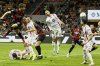 Milan's Matteo Gabbia scores goal 1-0 during during the Serie A soccer match between Milan and Monza at Stadio Giuseppe Meazza in Milan, Italy, Saturday, May. 24, 2025. (Alberto Mariani/LaPresse via AP)