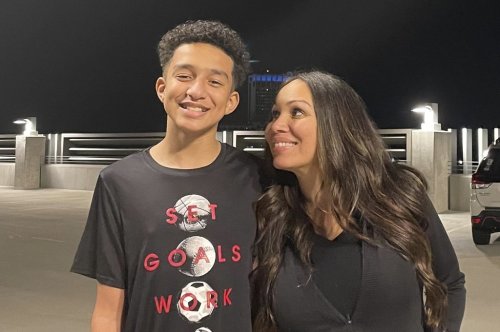 FILE - In this undated photo provided by Megan Garcia of Florida in October 2024, she stands with her son, Sewell Setzer III. (Courtesy Megan Garcia via AP, File)