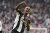 Newcastle United's Alexander Isak celebrates scoring during the English Premier League soccer match between Newcastle United and Ipswich Town at St James' Park, Newcastle, England, Saturday April 26, 2025. (Owen Humphreys/PA via AP)