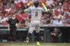 Arizona Diamondbacks' Geraldo Perdomo celebrates after hitting a solo home run during the third of a baseball game against the Cincinnati Reds, Friday, June 6, 2025, in Cincinnati. (AP Photo/Abdoul Sow)