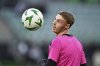 Chelsea's Cole Palmer looks at the ball during a training session ahead of the Europa Conference League final soccer match between Real Betis and Chelsea in Wroclaw, Poland, Tuesday, May 27, 2025. (AP Photo/ Denes Erdos)