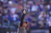 New York Mets' Juan Soto gestures to the crowd as he runs the bases after hitting a home run during the fourth inning of a baseball game against the Colorado Rockies Saturday, May 31, 2025, in New York. (AP Photo/Frank Franklin II)