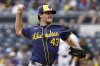 Milwaukee Brewers pitcher Logan Henderson delivers during the first inning of a baseball game against the Pittsburgh Pirates Sunday, May 25, 2025, in Pittsburgh. (AP Photo/Matt Freed)