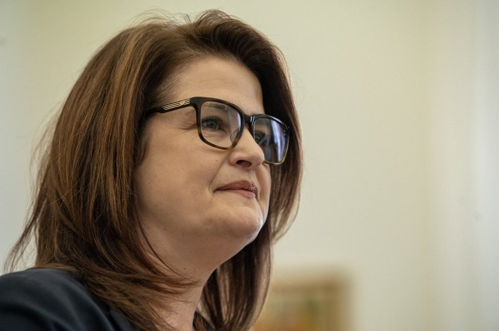Opposition NDP Leader Carla Beck speaks to media prior to the release of the Saskatchewan budget in Regina on March 19. THE CANADIAN PRESS/Liam Richards