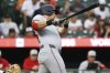 Washington Nationals' Nathaniel Lowe hits a home run during the second inning of a baseball game against the Baltimore Orioles, Friday, May 16, 2025, in Baltimore (AP Photo/Daniel Kucin Jr.)