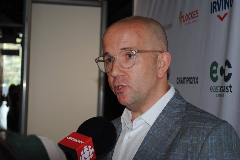 Frank Davis, an assistant vice-president with Pattern Energy, tells reporters that his company would be a competitive supplier of wind energy to Newfoundland and Labrador Hydro, June 4, 2025, in St. John's, N.L. THE CANADIAN PRESS/Sarah Smellie